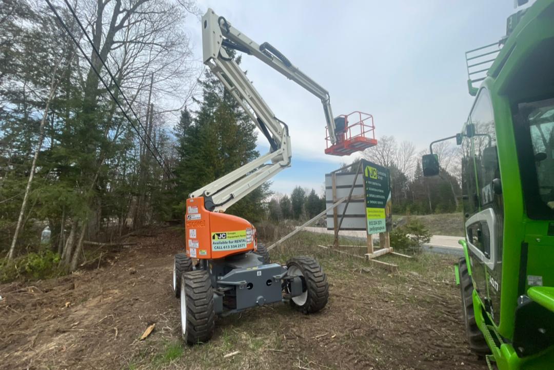 Construction equipment at a roadside site